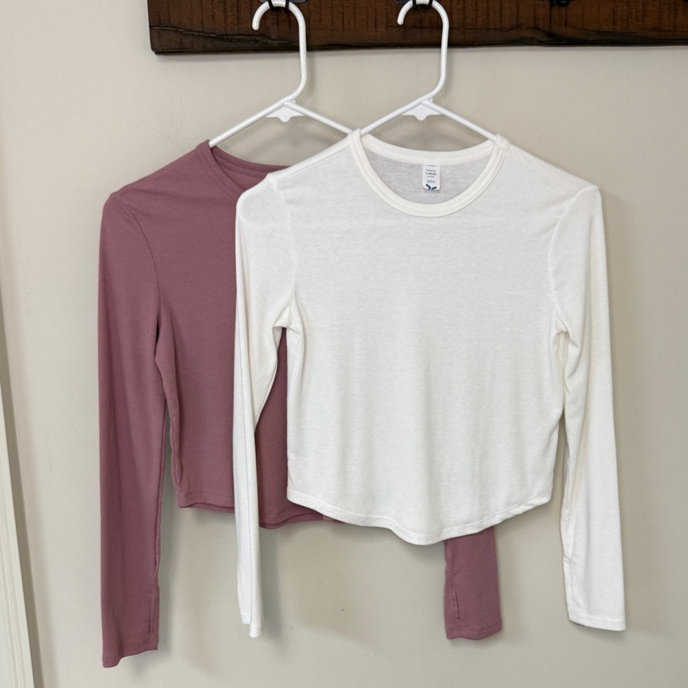 Old Navy: Set of (2) Girls UltraLite Long Sleeve Rib-Knit Tees, Size L (10-12)